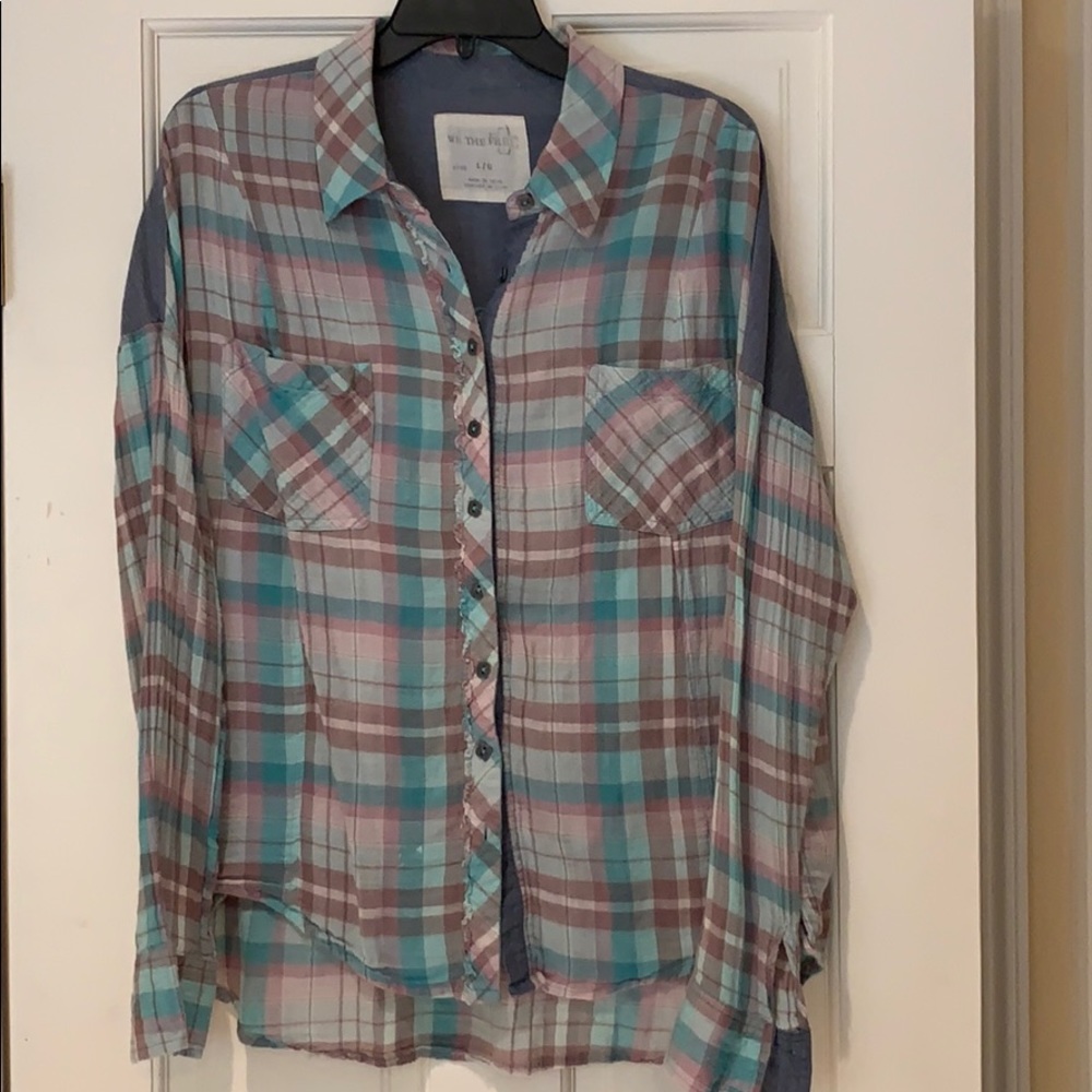 Free People plaid button down